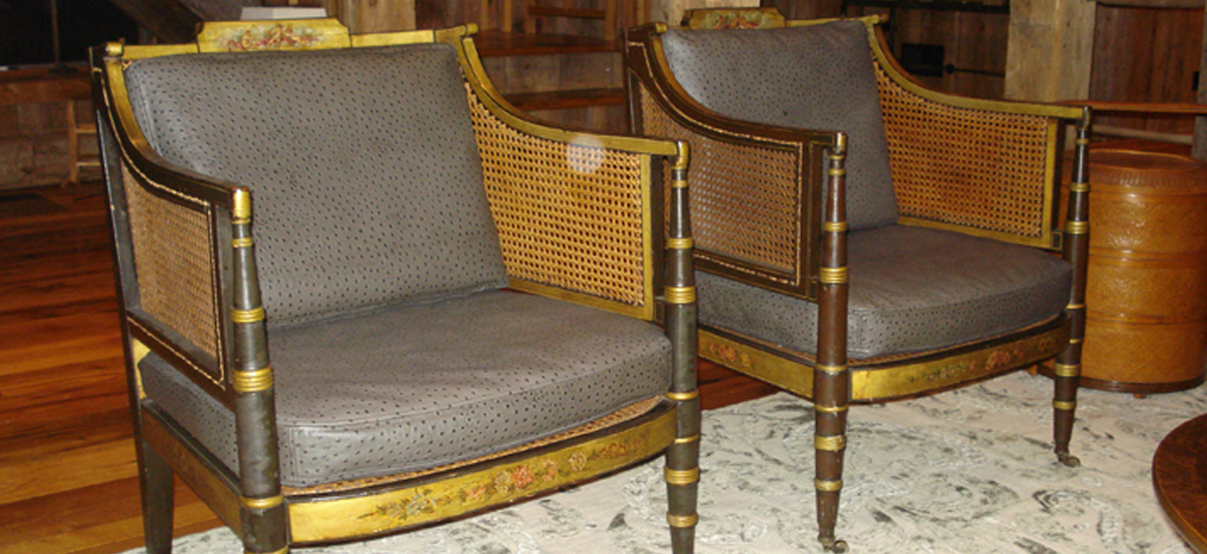 Leather and Wicker Chairs